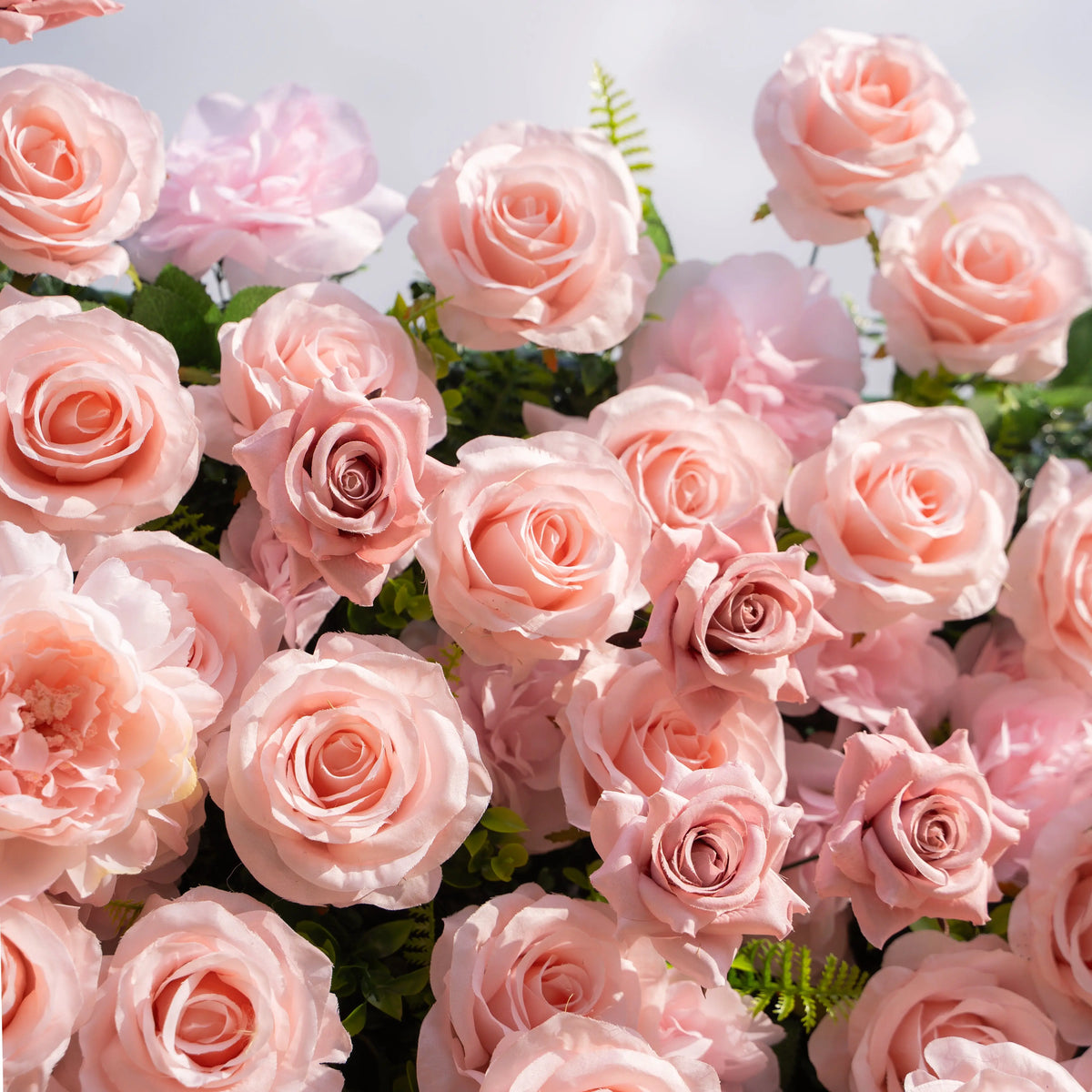 Artificial flower wall floral detail view