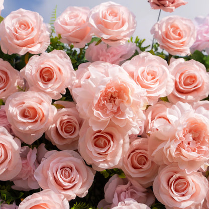 Artificial flower wall floral detail view