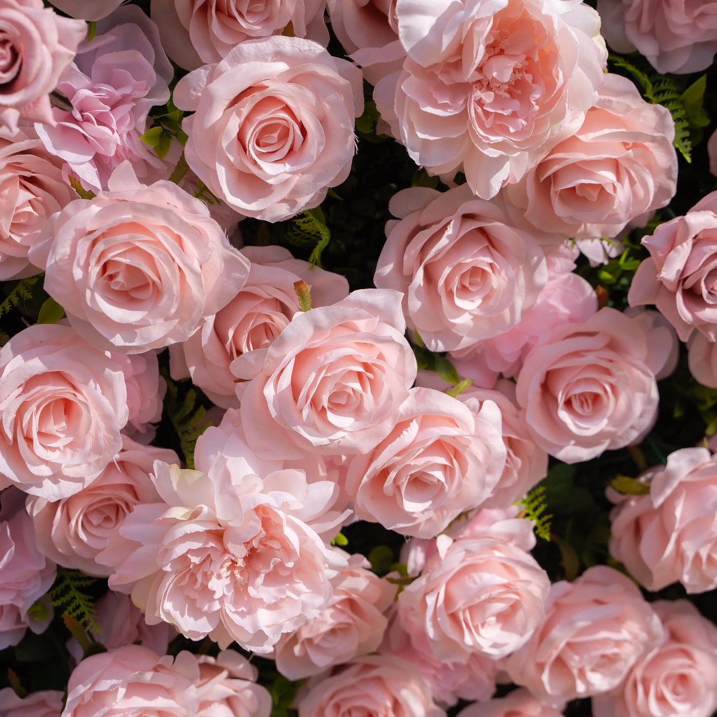 Artificial flower wall floral detail view