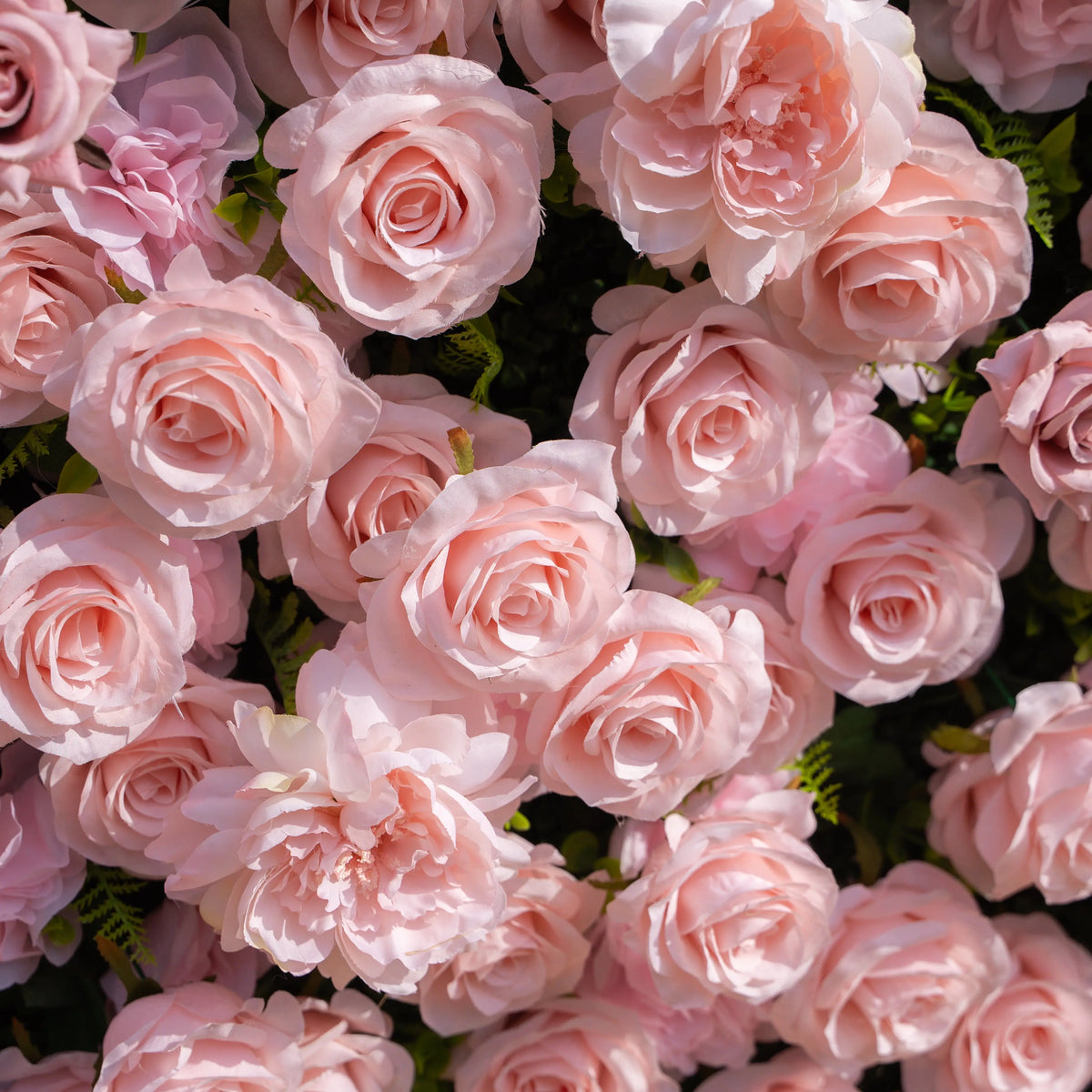 Artificial flower wall floral detail view