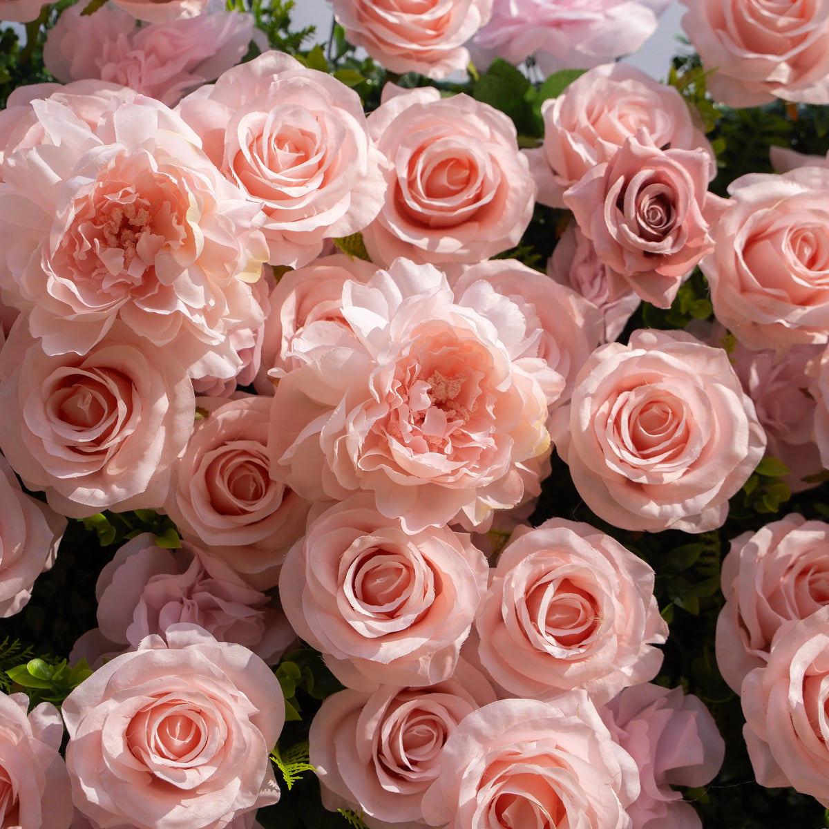 Artificial flower wall floral detail view
