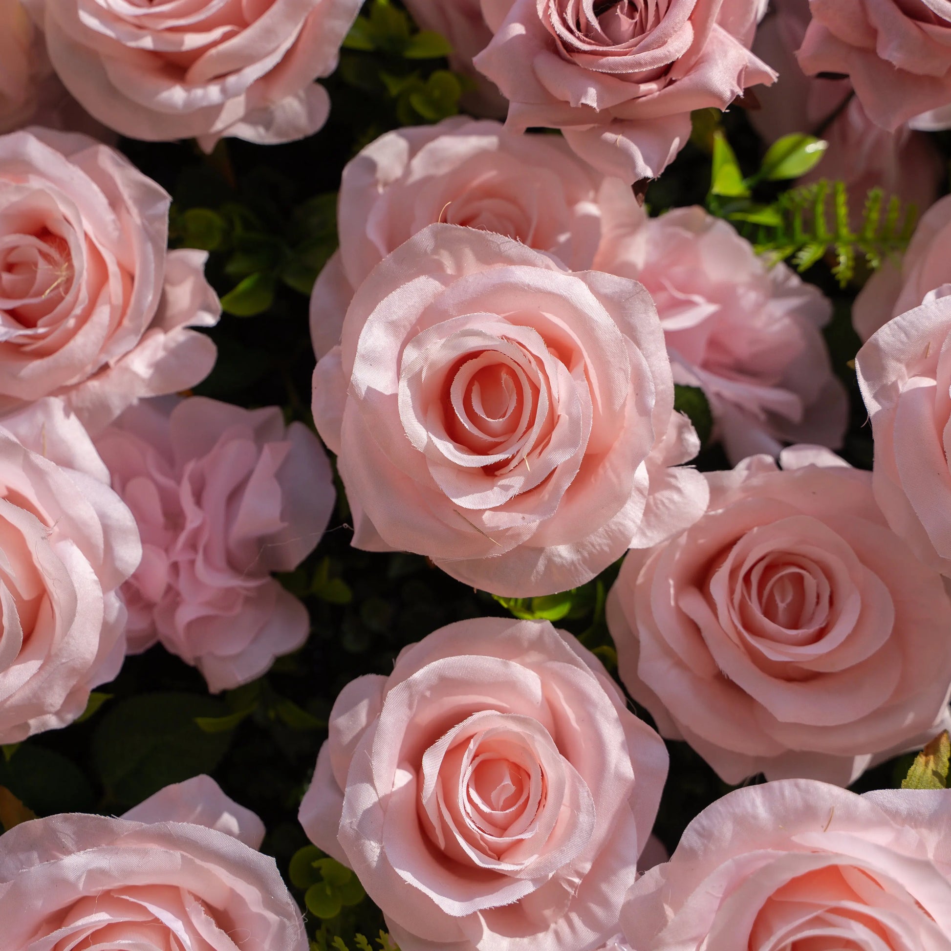 Artificial flower wall floral detail view