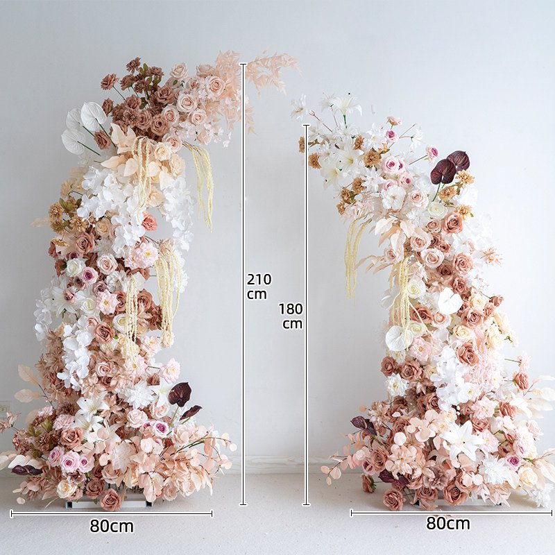 Floral Wedding Arch Combination Set for Ceremony & Reception – Bridal Backdrop Decoration, 5.9×2.6 ft / 6.9×2.6 ft