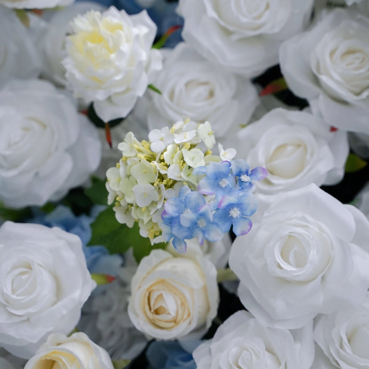 Artificial flower wall floral detail view