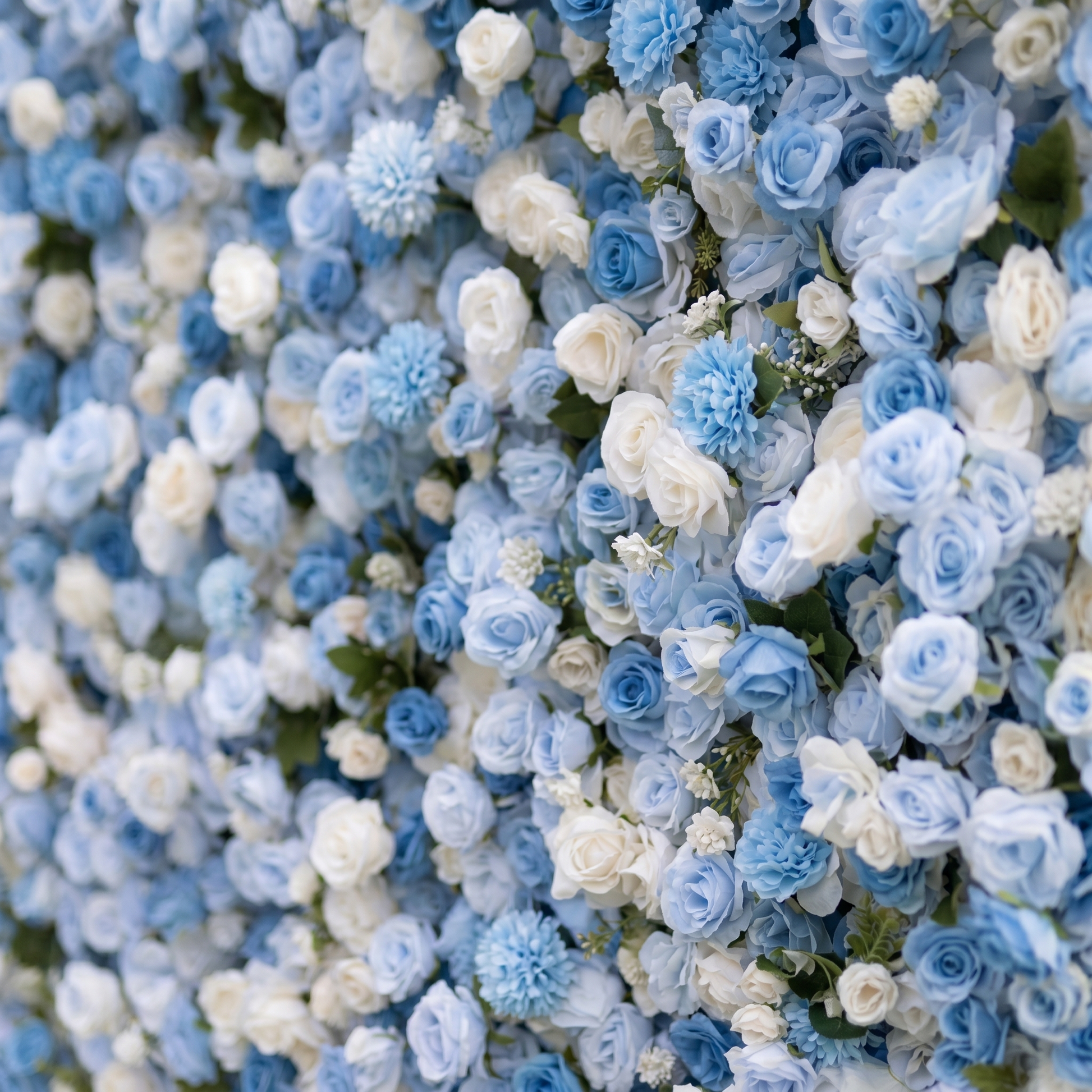 Dimensional blue and white floral wall texture