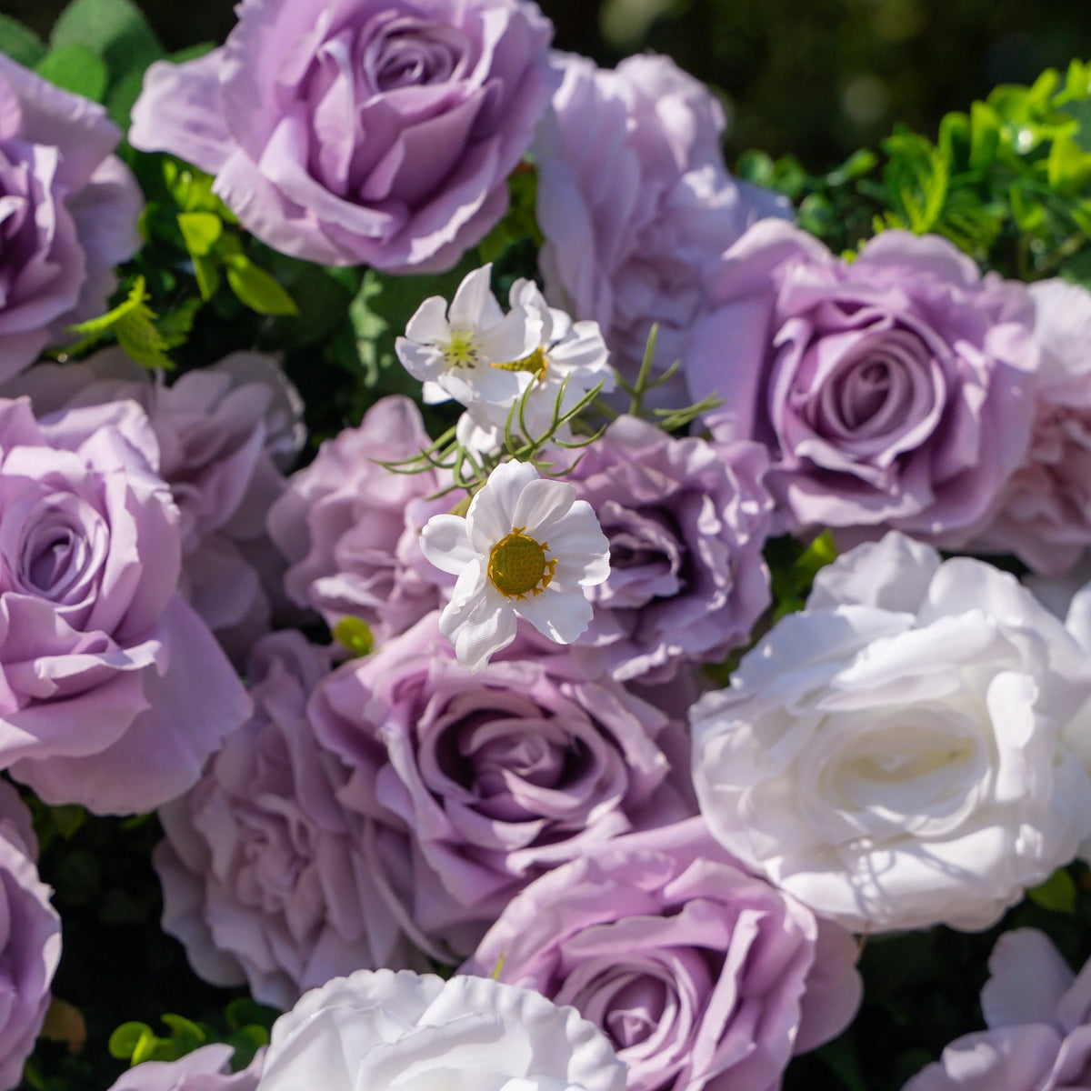 Artificial flower wall floral detail view
