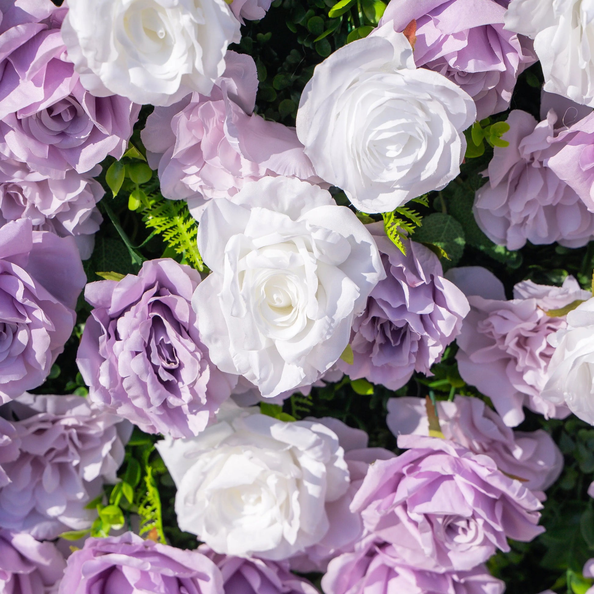 Artificial flower wall floral detail view