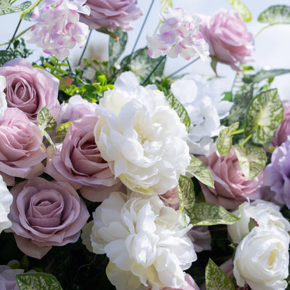 Artificial flower wall floral detail view