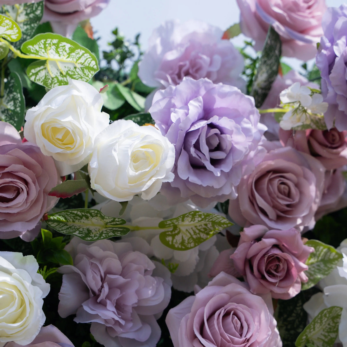 Artificial flower wall floral detail view