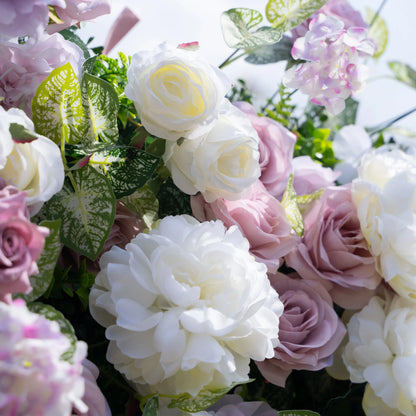Artificial flower wall floral detail view