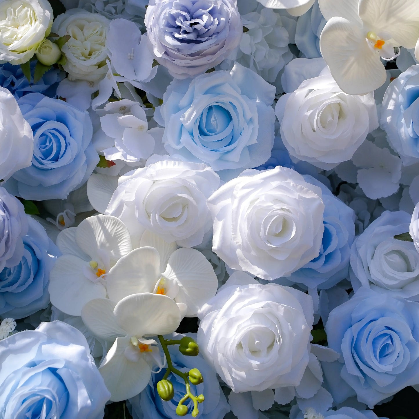 Artificial flower wall floral detail view