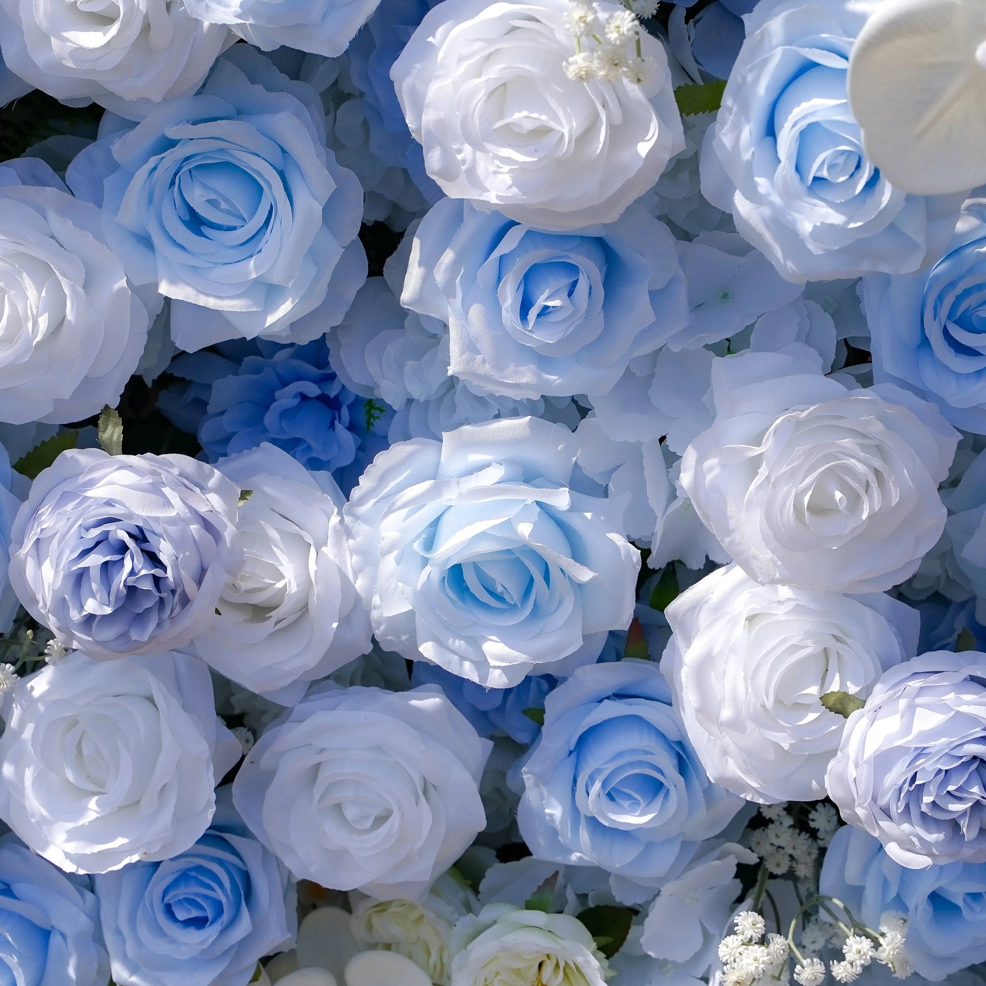 Artificial flower wall floral detail view