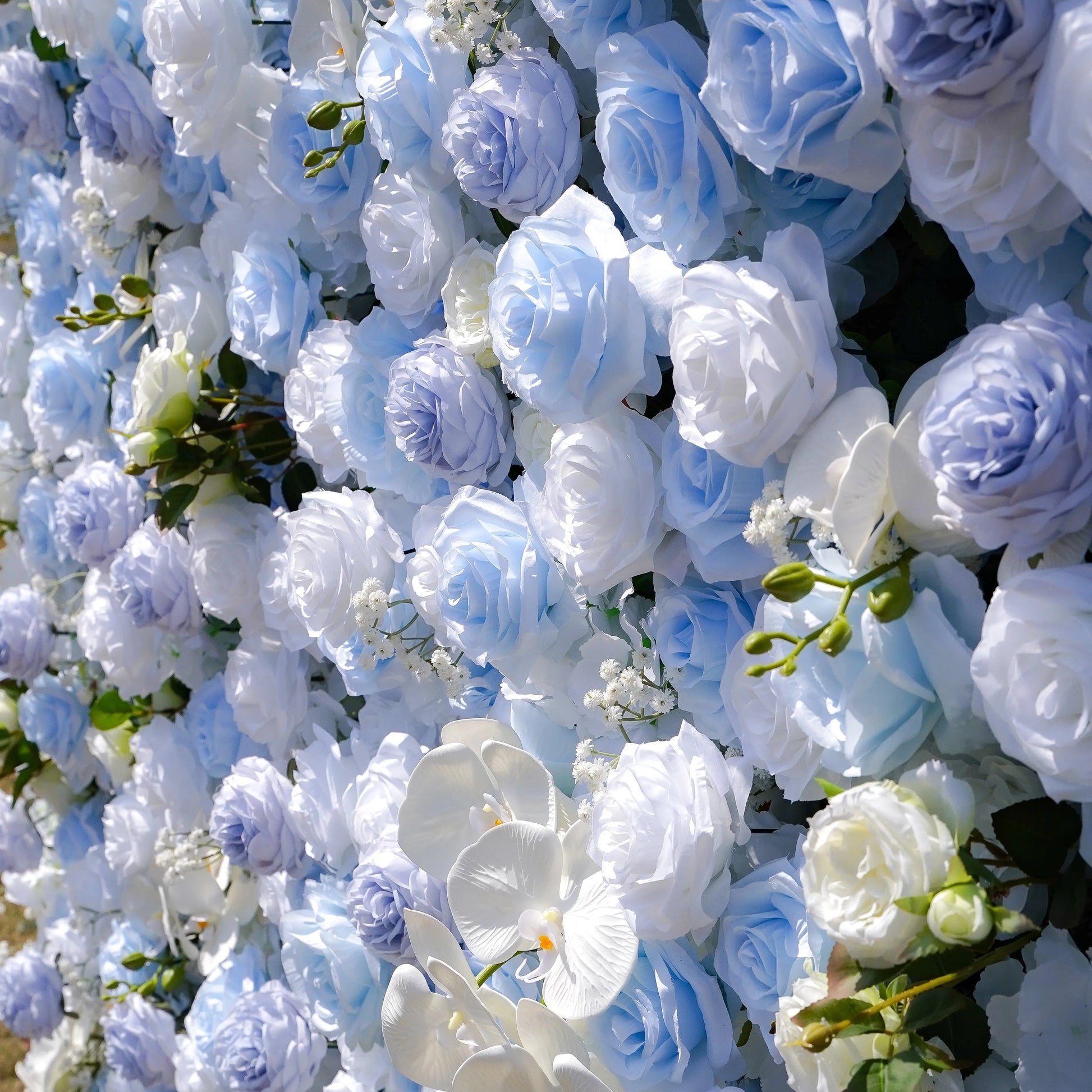 Artificial flower wall floral detail view
