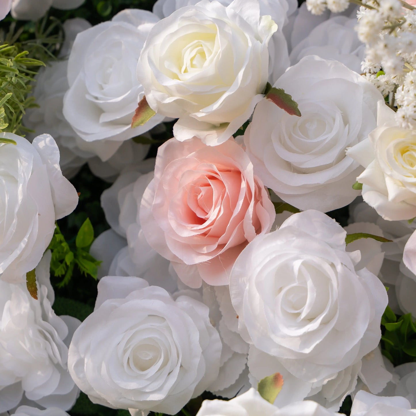 Artificial flower wall floral detail view