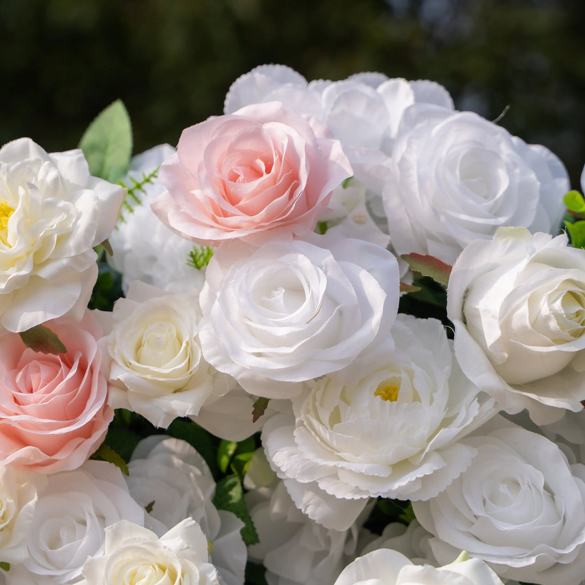 Artificial flower wall floral detail view