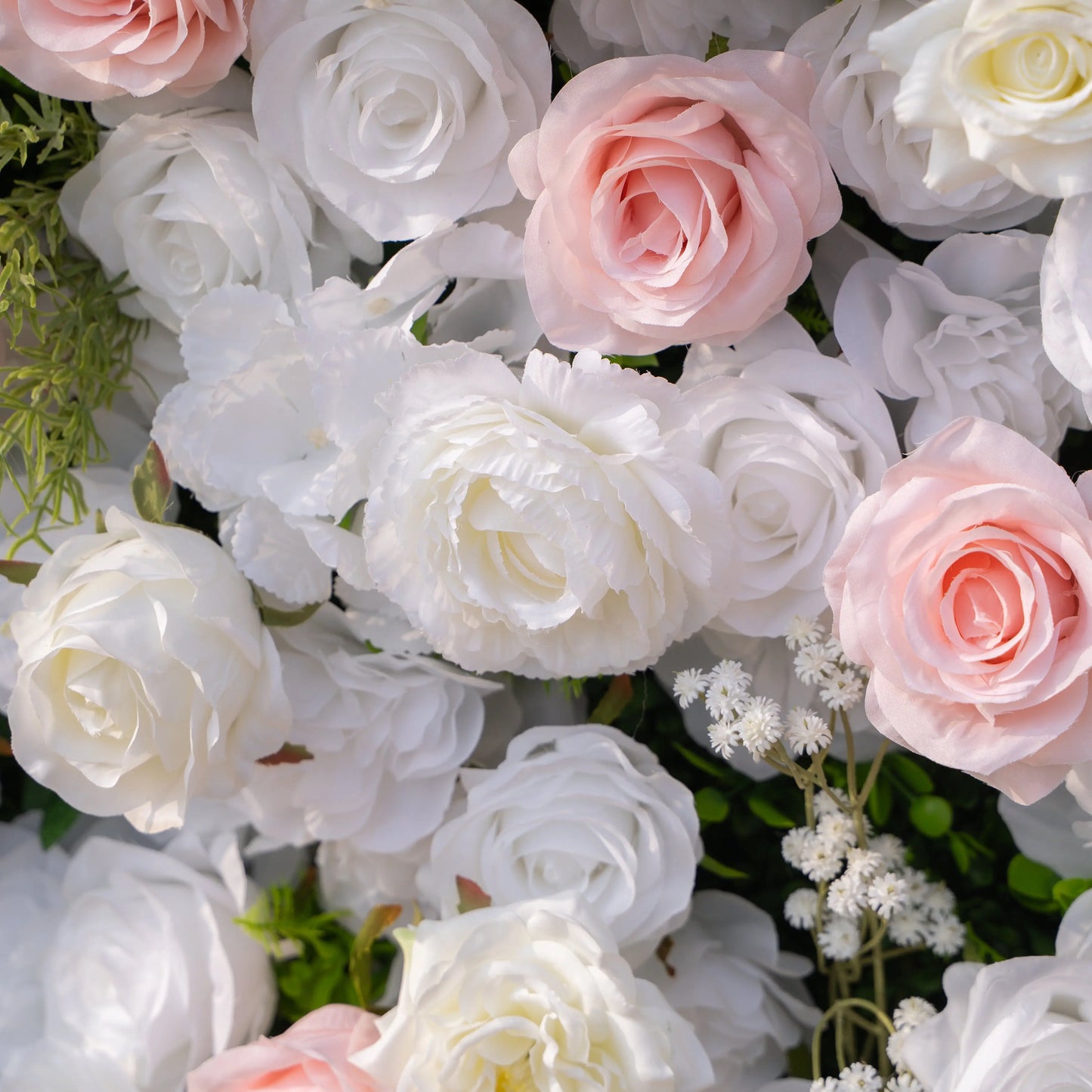 Artificial flower wall floral detail view