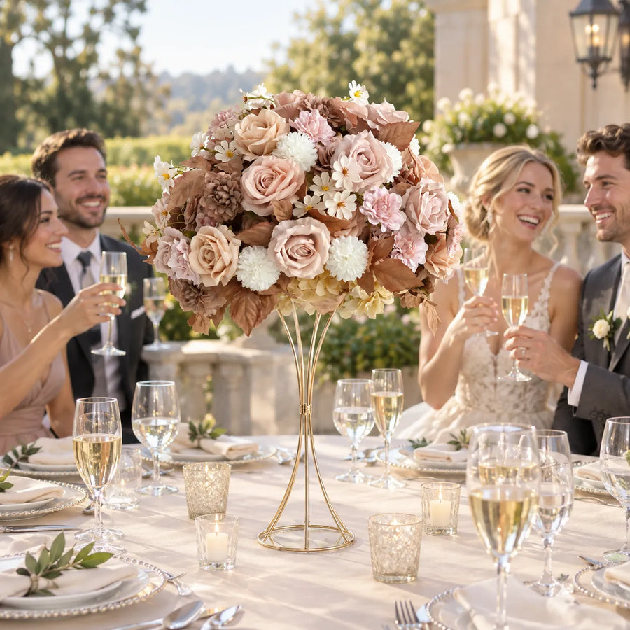 Champagne Floral Centerpiece – Wedding Table Decor styled for a wedding celebration