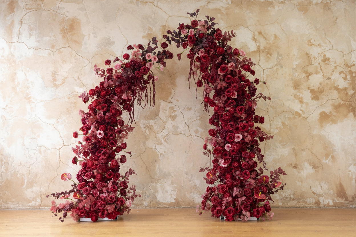 Horn Style Floral Wedding Arch for Ceremony & Reception – Bridal Backdrop Decoration, 6.6×2.5 ft / 7.2×2.5 ft