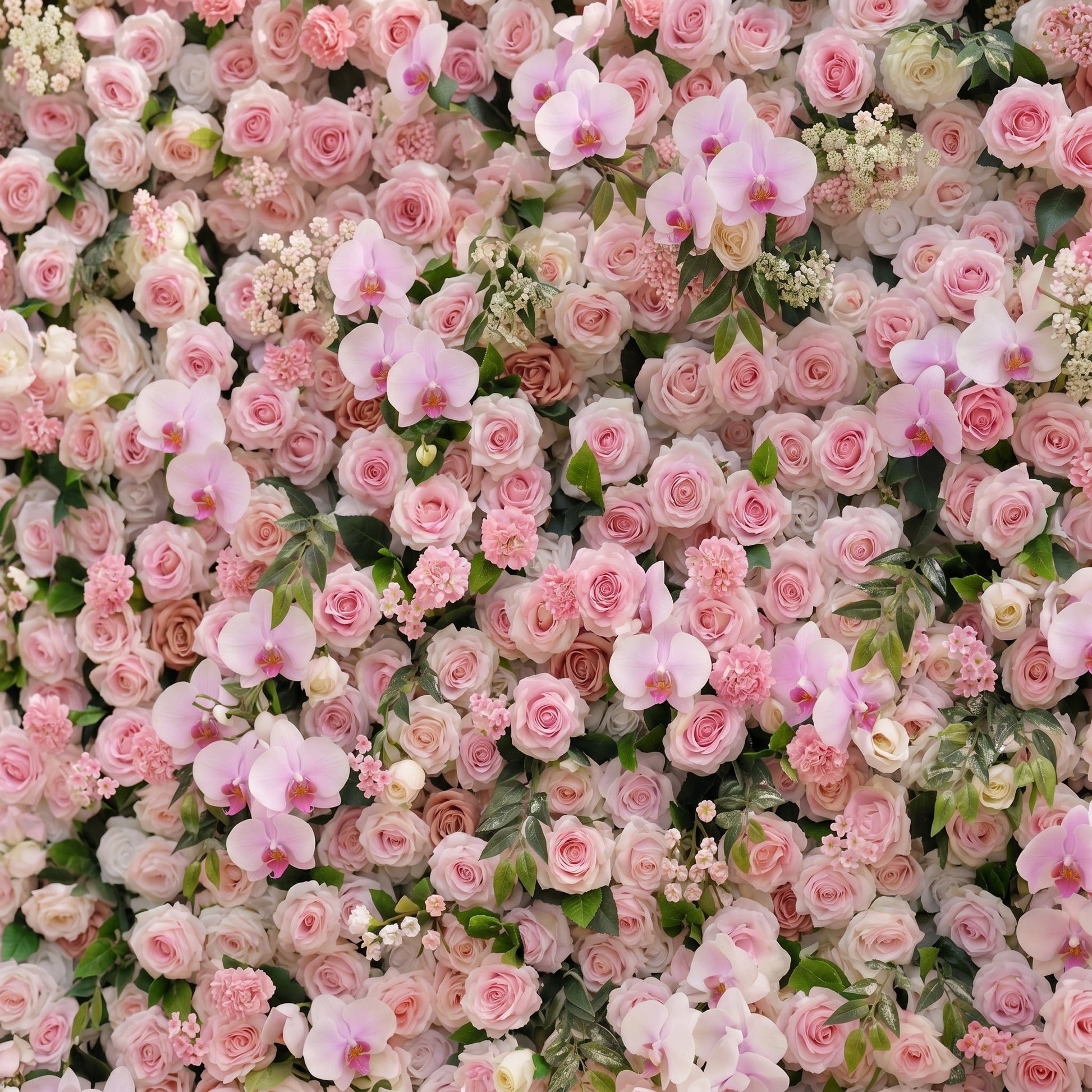 Cherry blossom and pink orchid artificial flower wall detail
