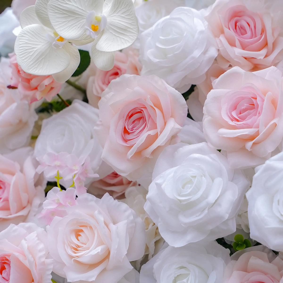 Artificial flower wall floral detail view