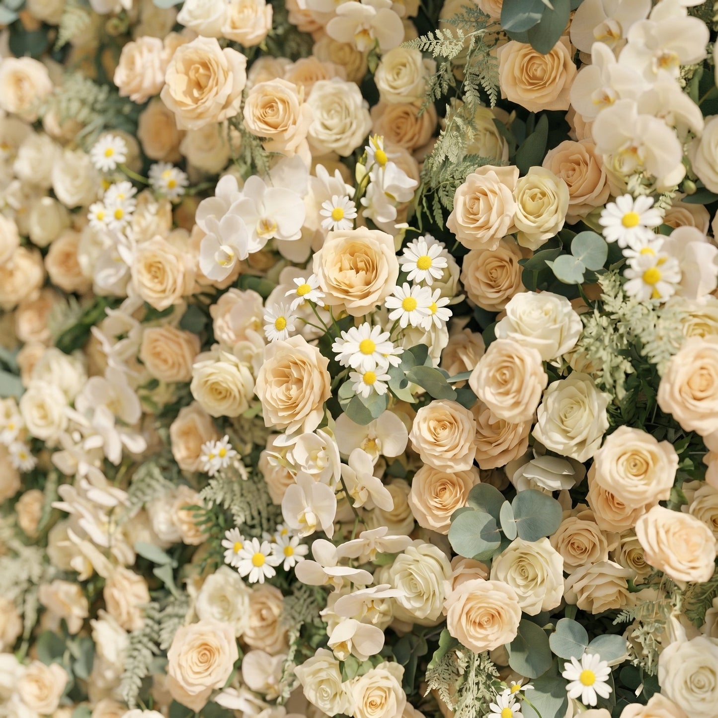 Neutral cream floral backdrop detail