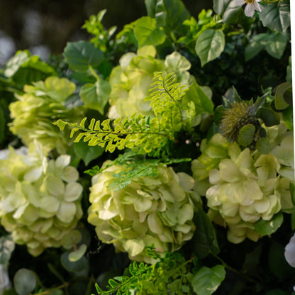 Artificial flower wall floral detail view