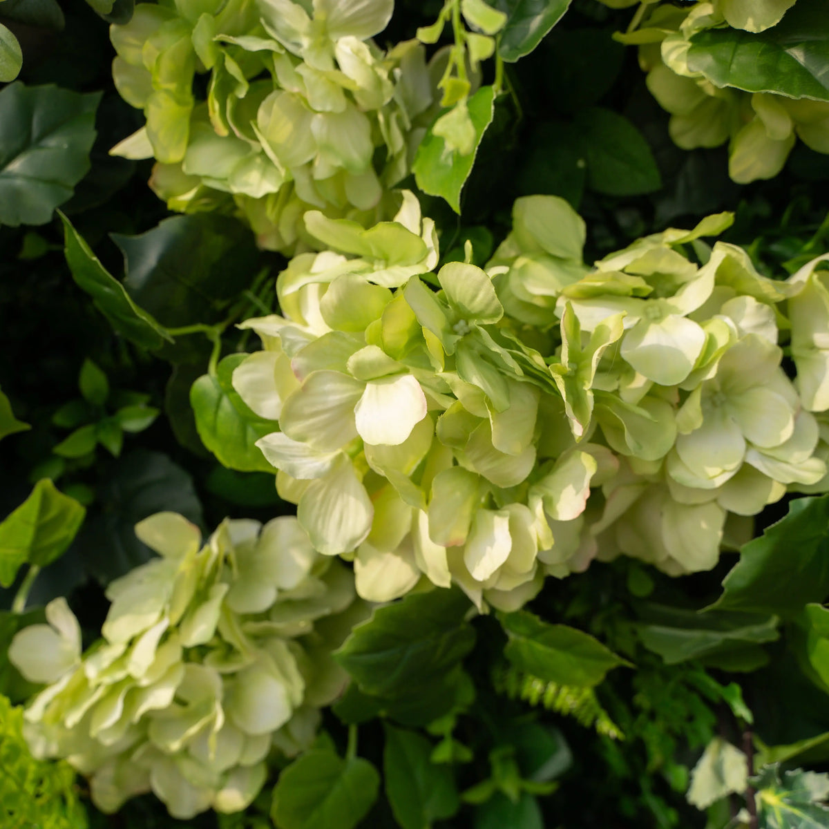 Artificial flower wall floral detail view
