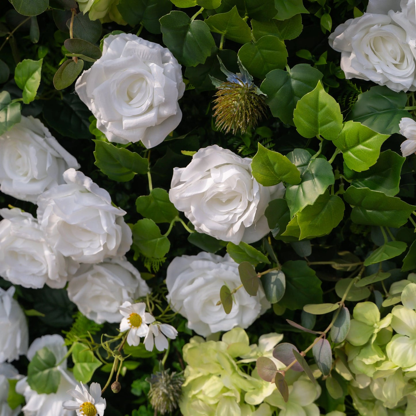 Artificial flower wall floral detail view