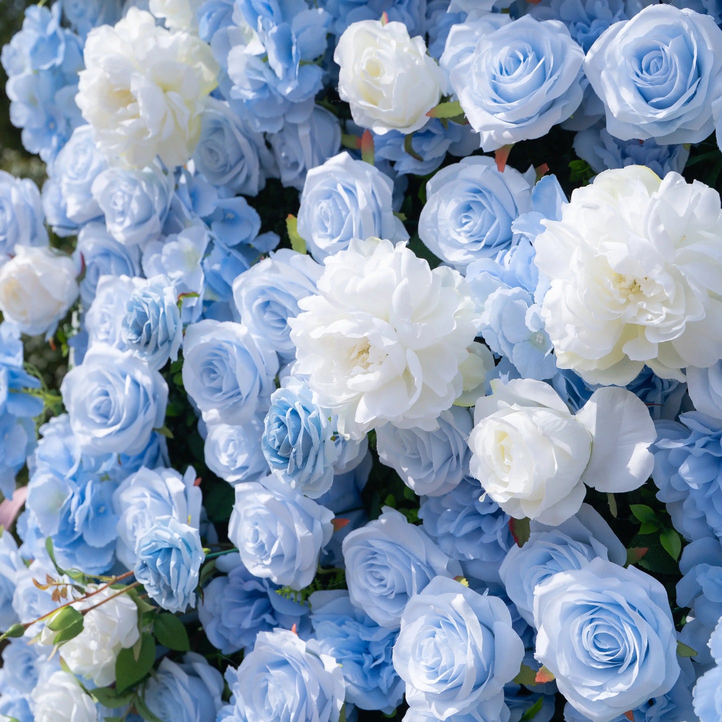 Artificial flower wall floral detail view