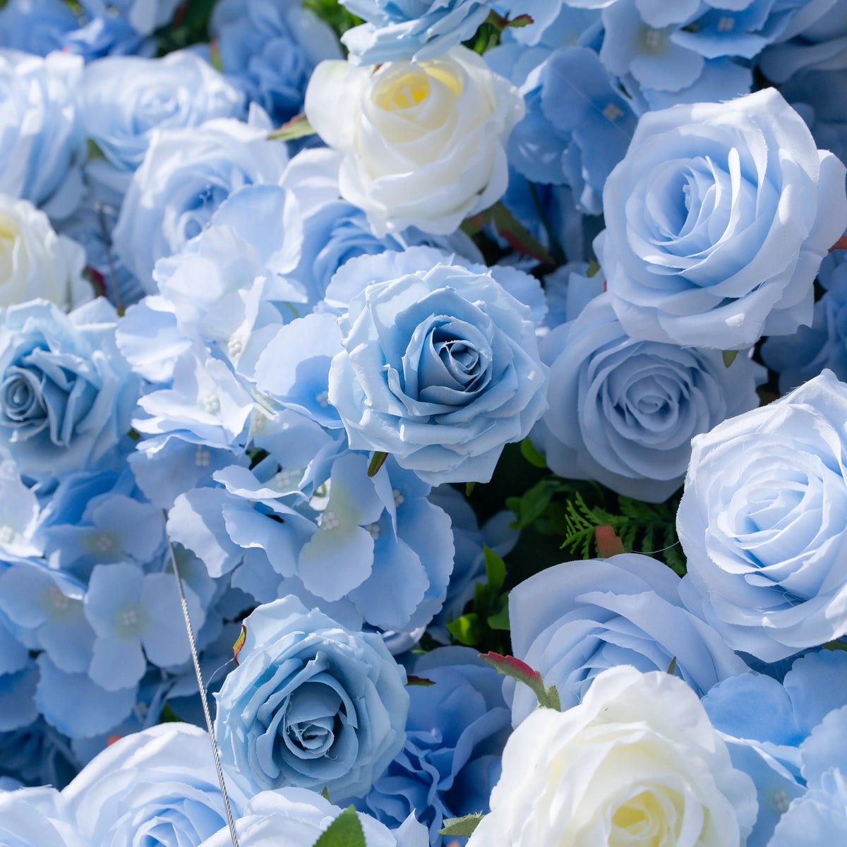 Artificial flower wall floral detail view