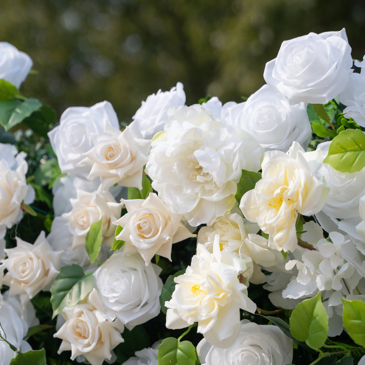 Artificial flower wall floral detail view