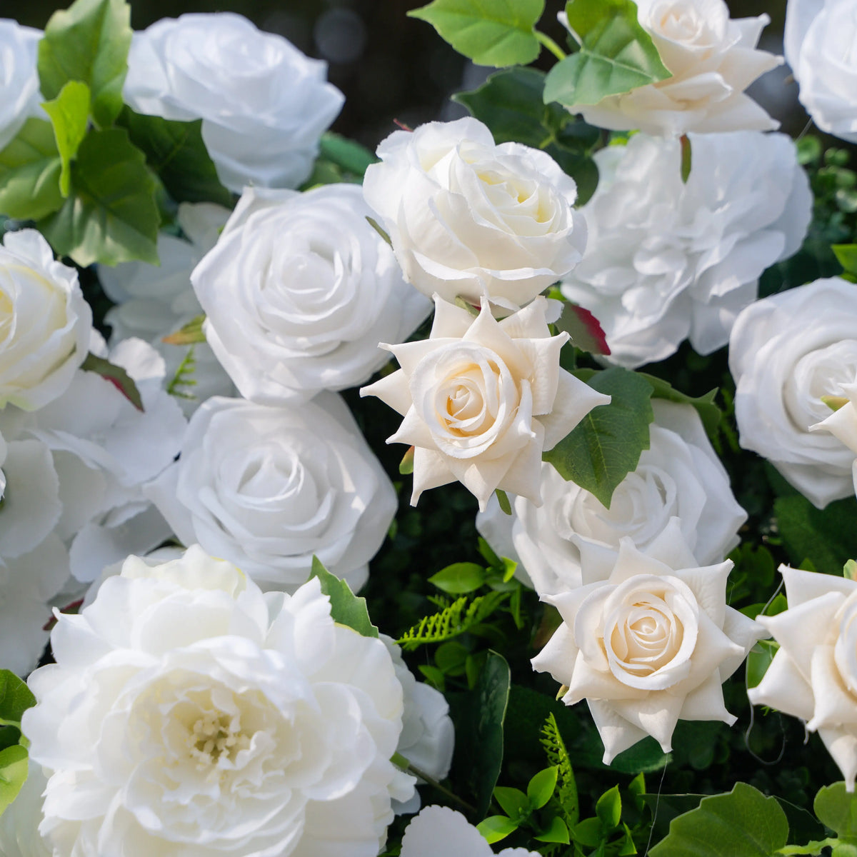 Artificial flower wall floral detail view
