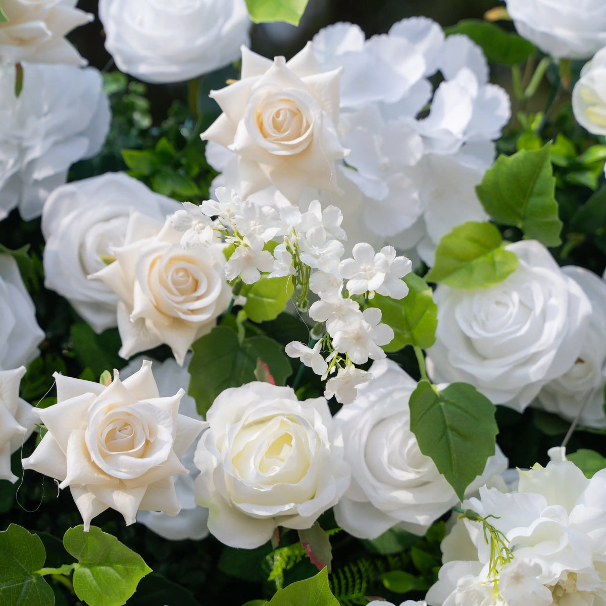 Artificial flower wall floral detail view