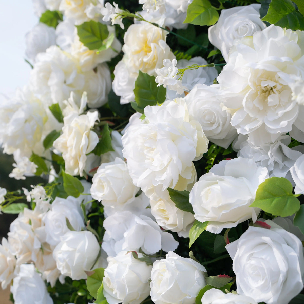 Artificial flower wall floral detail view