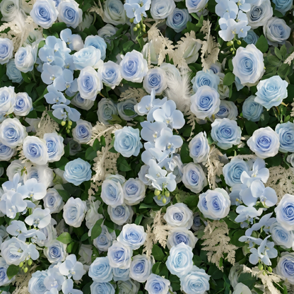 Dusty blue flower wall botanical detail