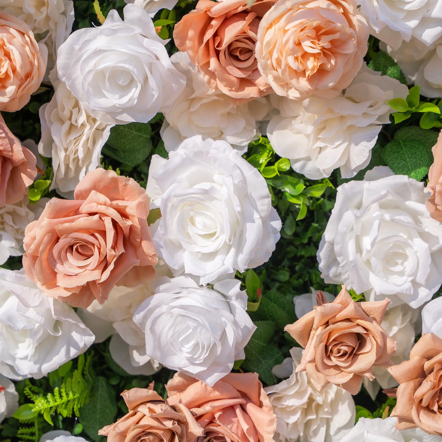 Artificial flower wall floral detail view