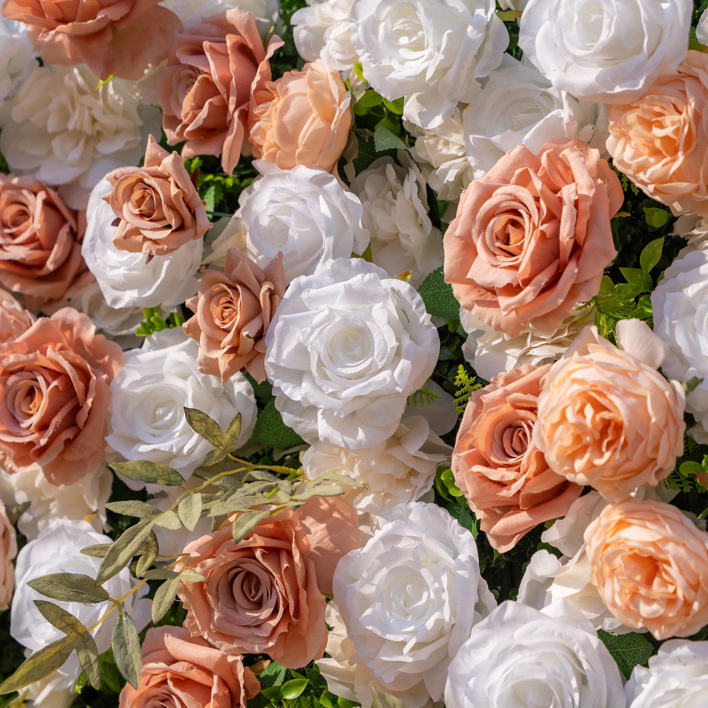 Artificial flower wall floral detail view