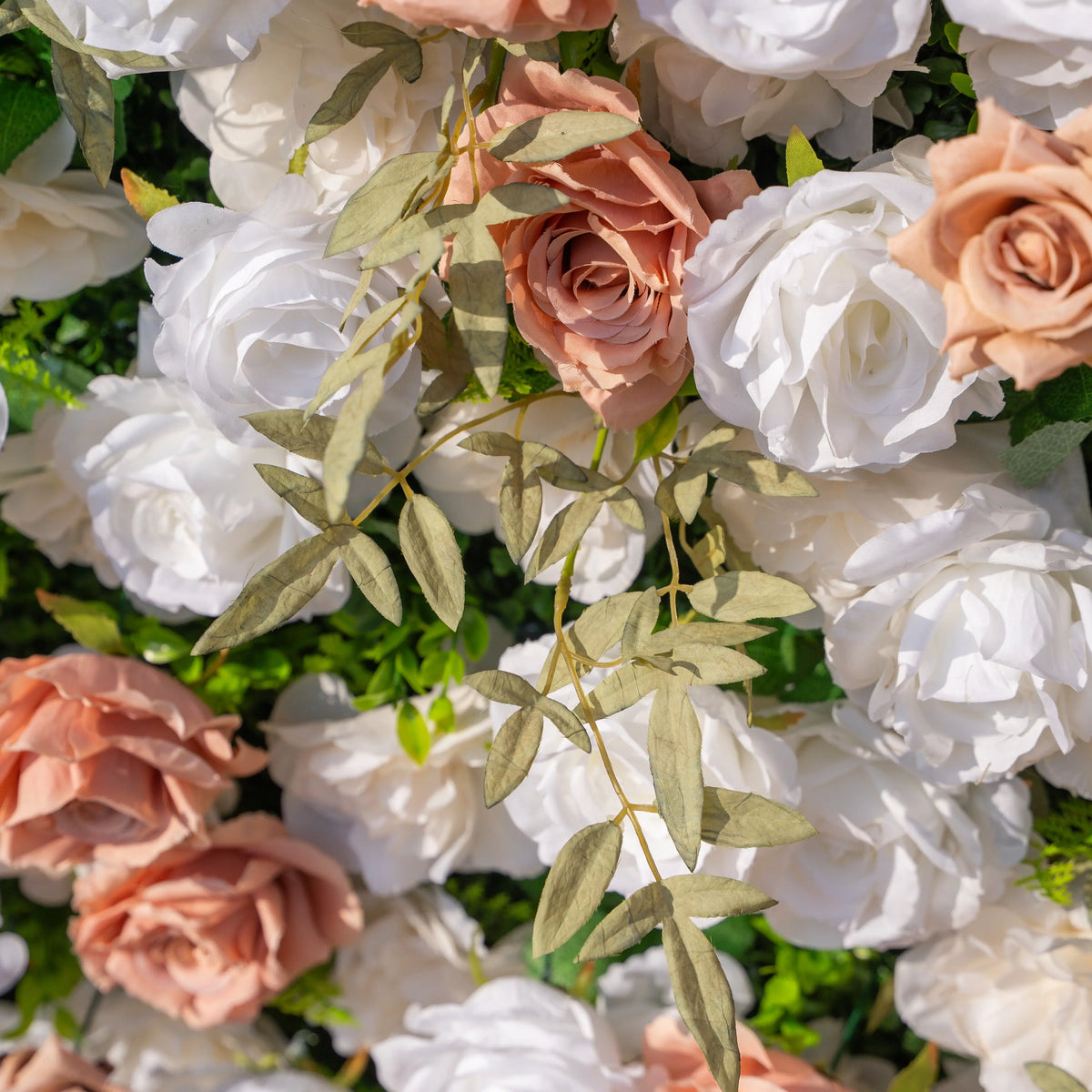 Artificial flower wall floral detail view