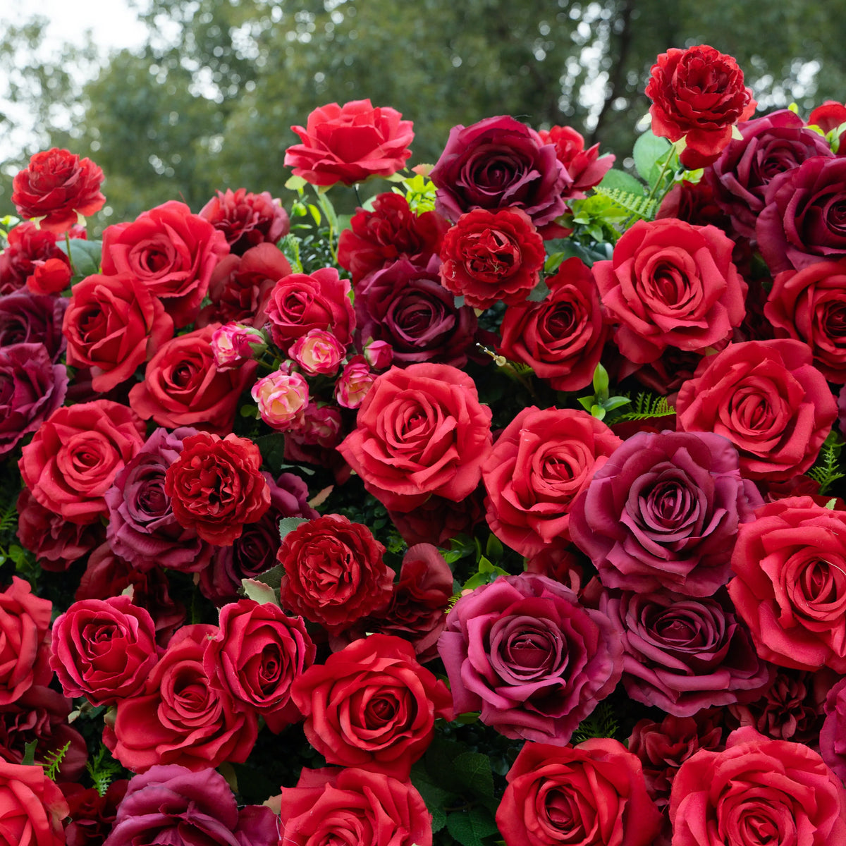 Artificial flower wall floral detail view