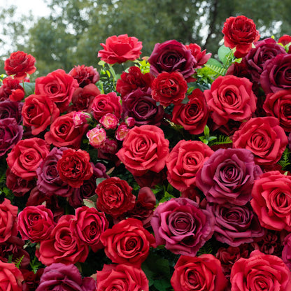 Artificial flower wall floral detail view