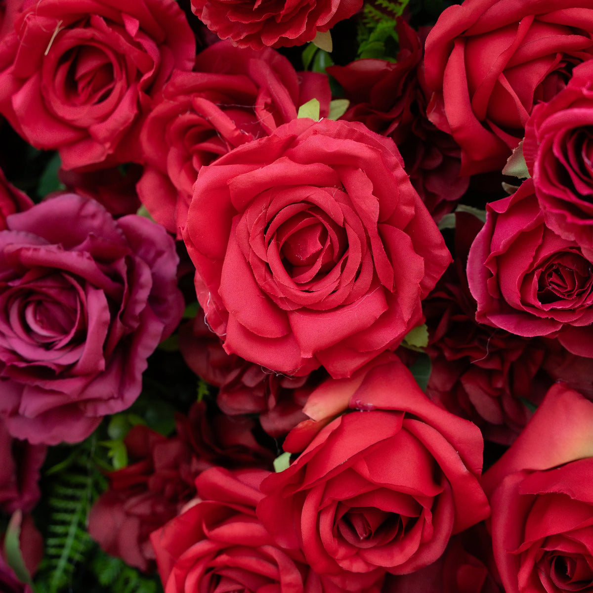 Artificial flower wall floral detail view