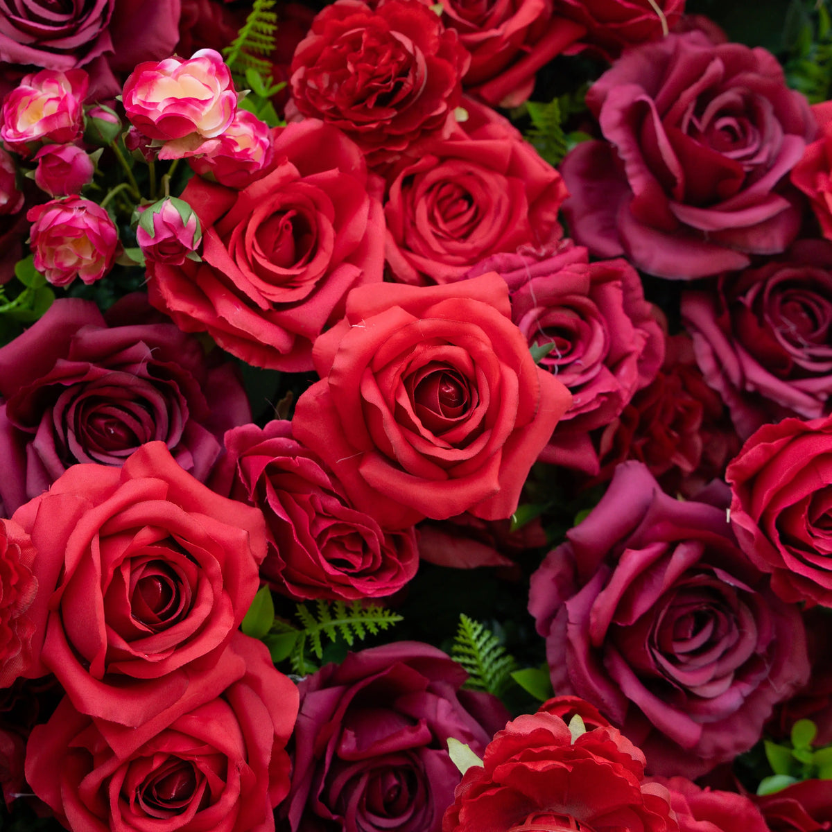 Artificial flower wall floral detail view