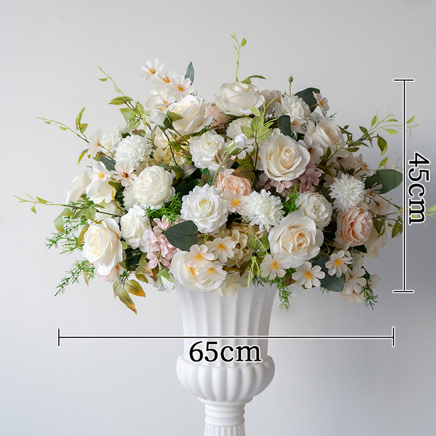 White & Champagne Floral Centerpiece – Wedding Table Decor