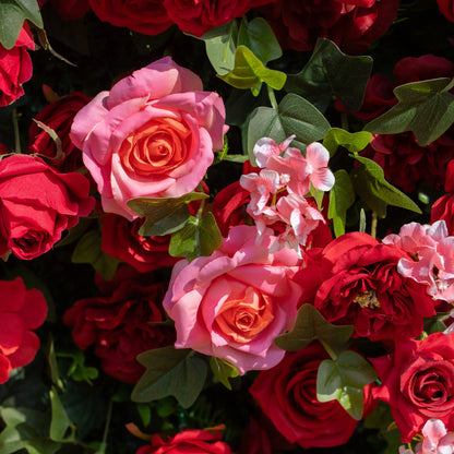 Artificial flower wall floral detail view