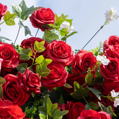 Artificial flower wall floral detail view