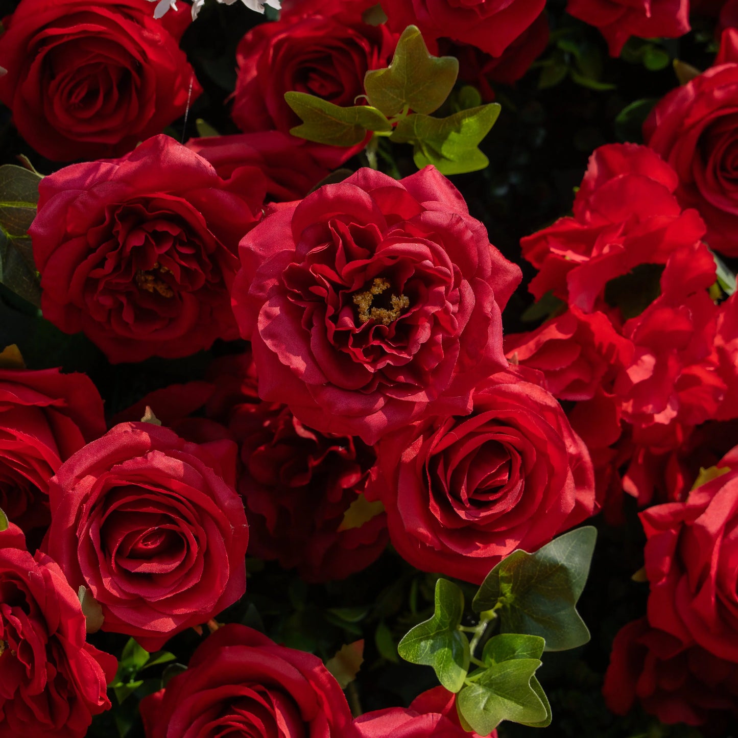 Artificial flower wall floral detail view
