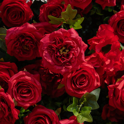 Artificial flower wall floral detail view