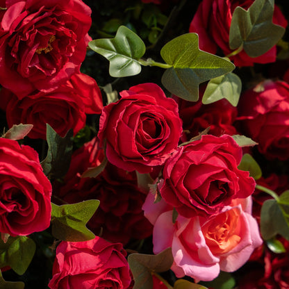 Artificial flower wall floral detail view