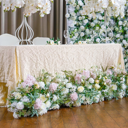 White, Blush & Greenery Artificial Flower Runner – product image 1