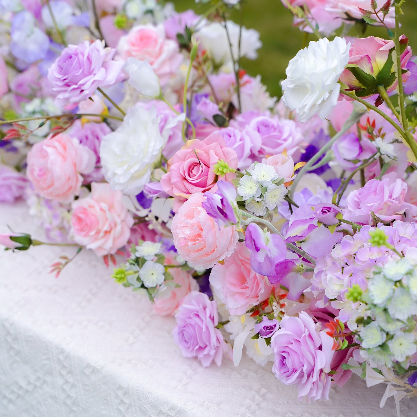 Pink, Lavender & White Rose Artificial Flower Runner – product image 1